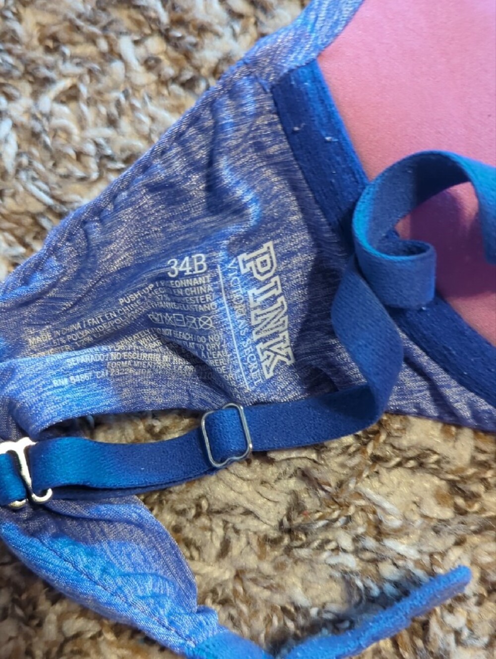 Pink Victoria's Secret Push-Up Bra - Pink, Magenta Print, Blue, Aqua - Picture 7 of 11
